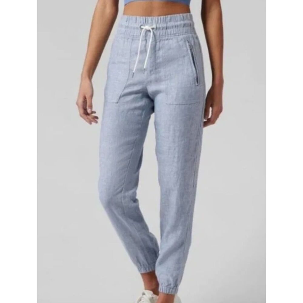 ATHLETA Cabo Linen Jogger Blue, Sz 4